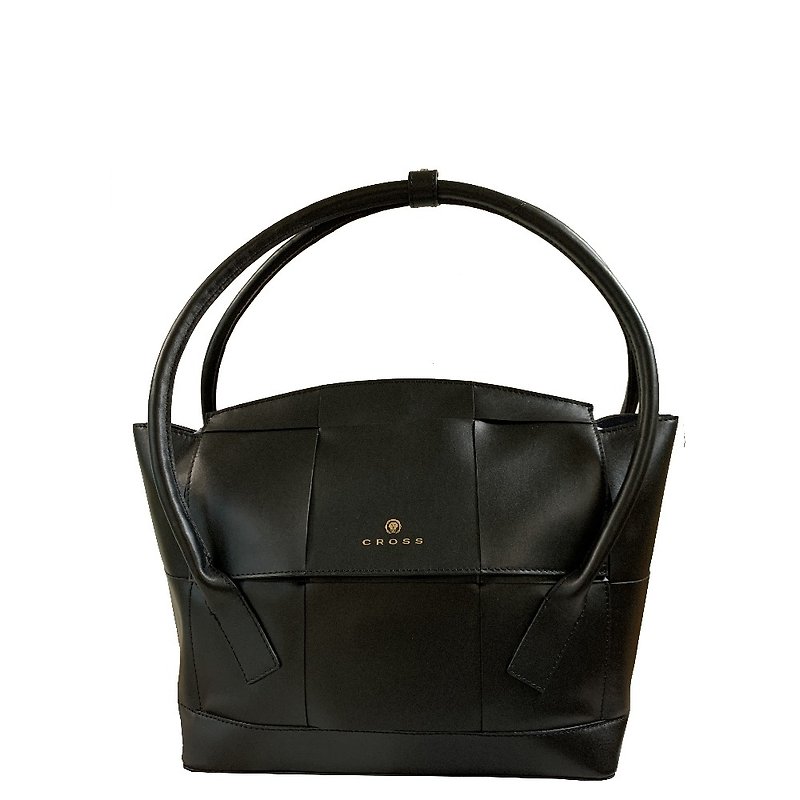 CROSS PREMIUM GENUINE LEATHER WOVEN TOTE BAG BLACK - Handbags & Totes - Genuine Leather 