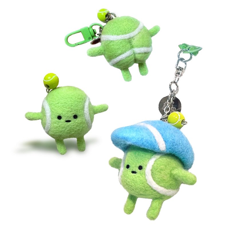 Tennis ball wool felt key ring - Keychains - Wool Green