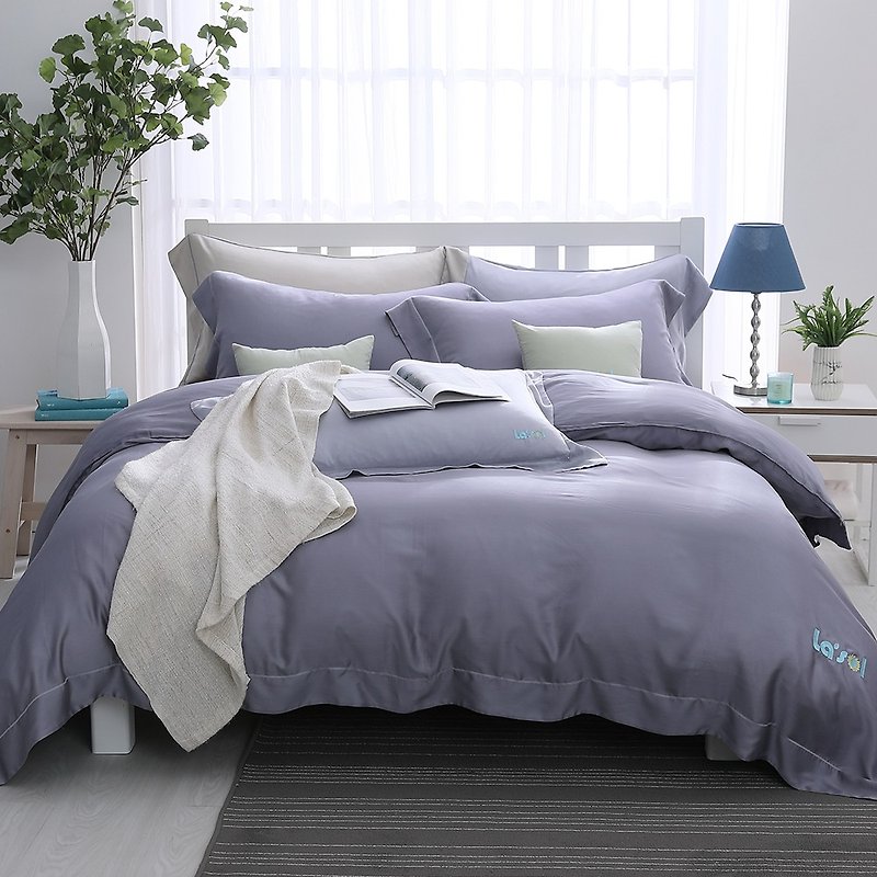 (Extra large) Mengmeng Twilight-Solid color design Tencel dual-use bedding package four-piece group [60 Tencel] - Bedding - Other Materials Gray