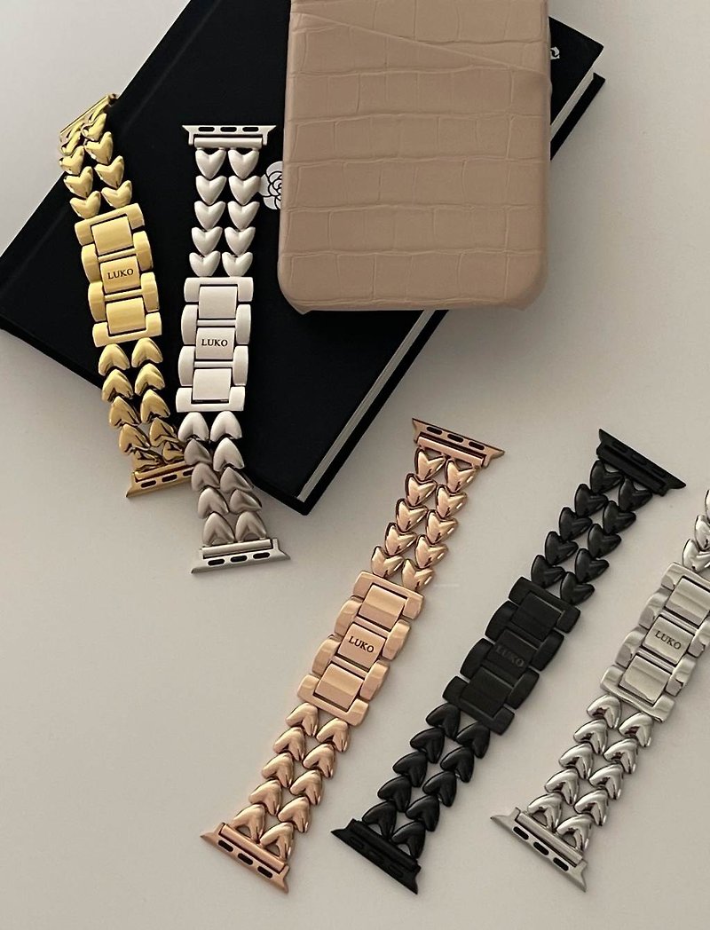 Apple Watch | Double row love stainless steel watch band four colors - สายนาฬิกา - สแตนเลส 