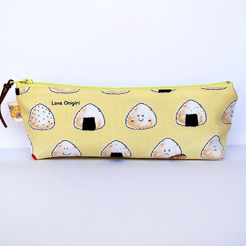 Nori rice ball wide-bottom pencil case - กล่องดินสอ/ถุงดินสอ - ผ้าฝ้าย/ผ้าลินิน สีเหลือง