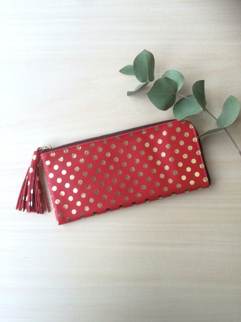 Pigskin slim wallet Mizutama Red - Wallets - Genuine Leather Red