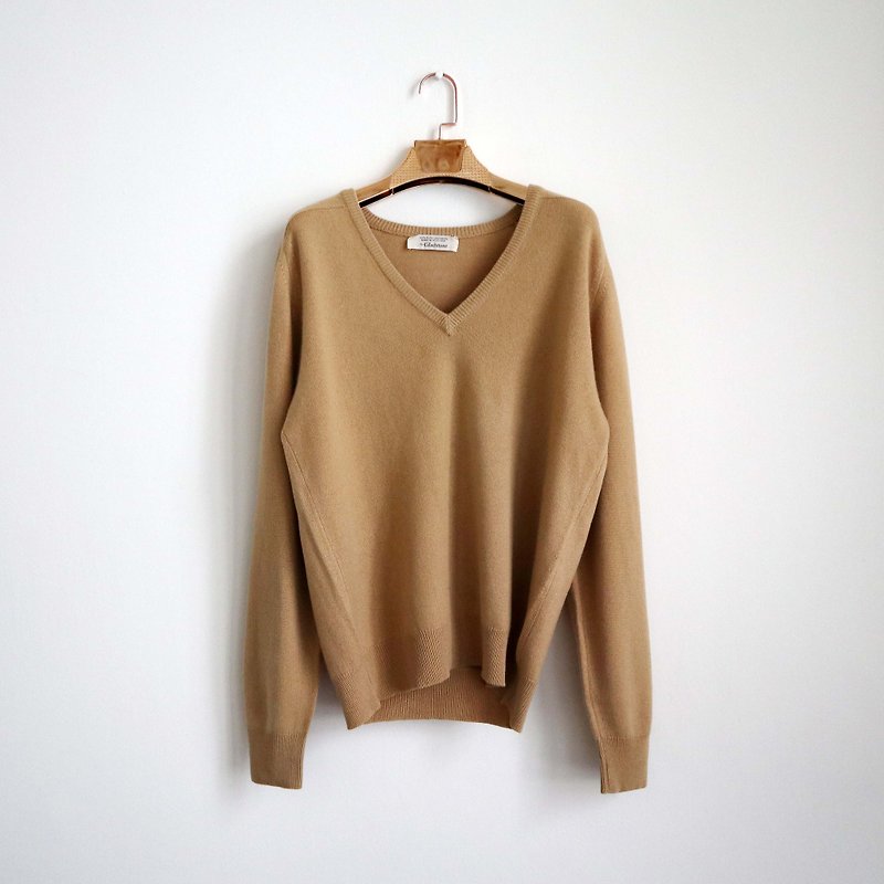 Pumpkin Vintage. Vintage V-neck Cashmere cashmere pullover sweater - สเวตเตอร์ผู้หญิง - ขนแกะ 