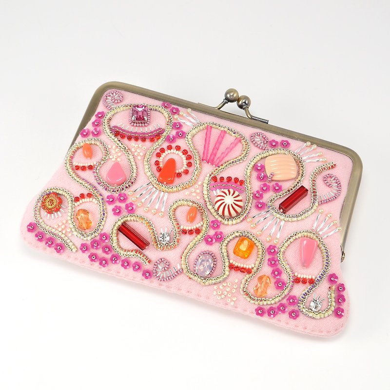 A purse sparkle 8 that can hold a passbook - Toiletry Bags & Pouches - Wool Pink