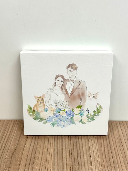 MYLove Design HK MYLoveHK 手繪似顏人像來圖個人訂造 婚照水彩風掛畫 客製化禮物