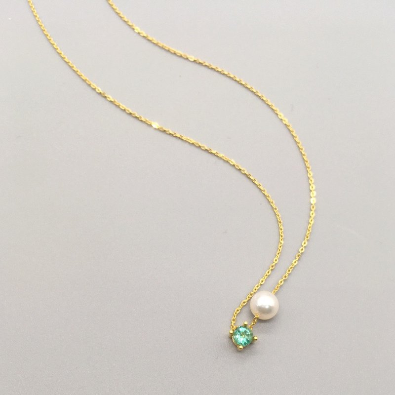 Emerald Akoya Pearl Necklace - 項鍊 - 珍珠 綠色