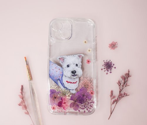 Toffee Studio 客製化手繪寵物押花手機殼 | 狗狗 西高地白爹利犬