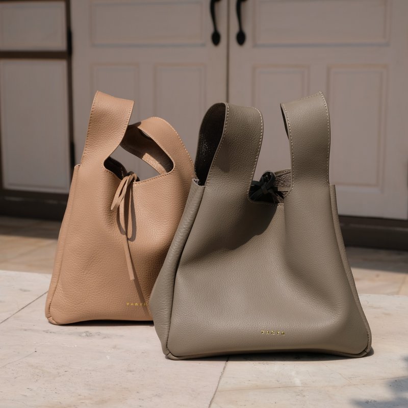 GROCERY TIME - TAUPE CHAMOIS LEATHER - 手提包/手提袋 - 真皮 卡其色