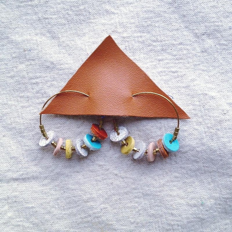 Color leather earrings * increase potato Edition - Earrings & Clip-ons - Genuine Leather Multicolor