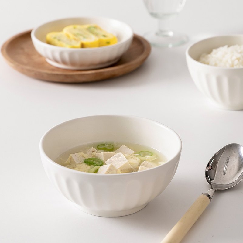 韓國 SSUEIM Mild Matte系列溫柔時光陶瓷湯碗2件組13cm 兩色可選 - 碗 - 瓷 白色