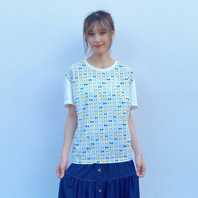 Hana Mokuba 滿版蝴蝶結印花圓領上衣 - 女上衣/長袖上衣 - 其他材質 