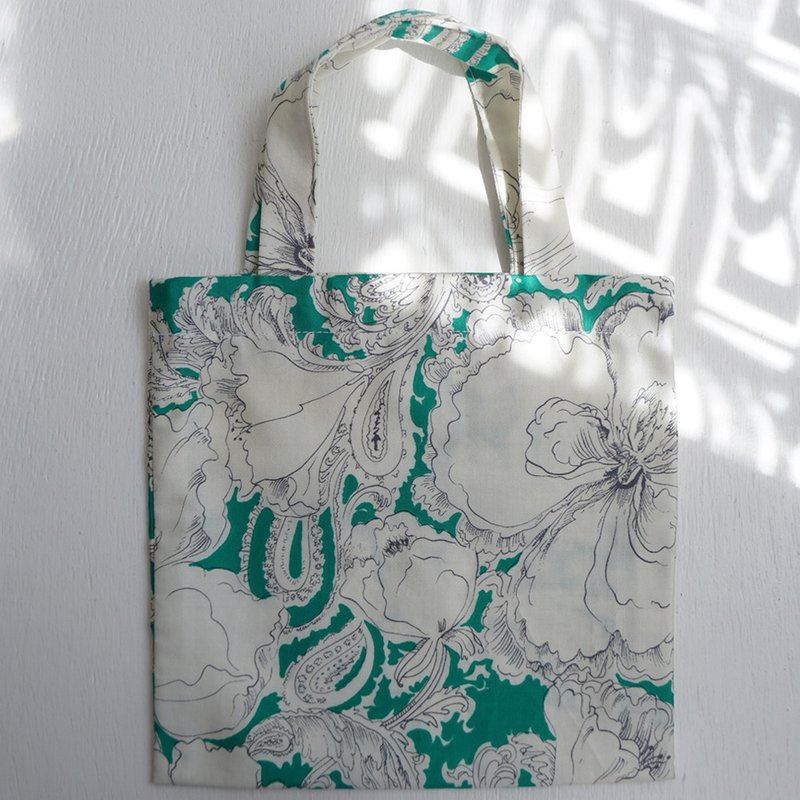 Ba-ba handmade mini shopping bag  No.RB56 - 手提包/手提袋 - 其他材質 綠色