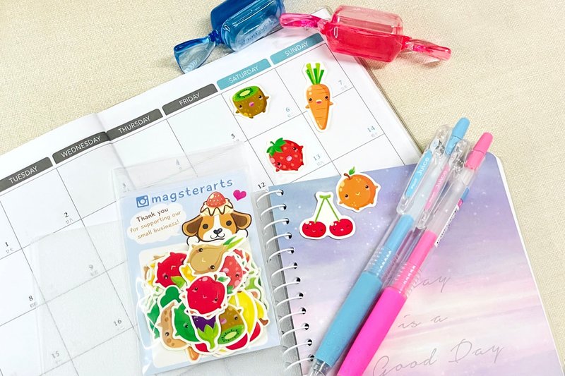 Fruits and Vegetable Stickers 60 Pieces - Planner Stickers - Stickers for Plann - Stickers - Paper Multicolor