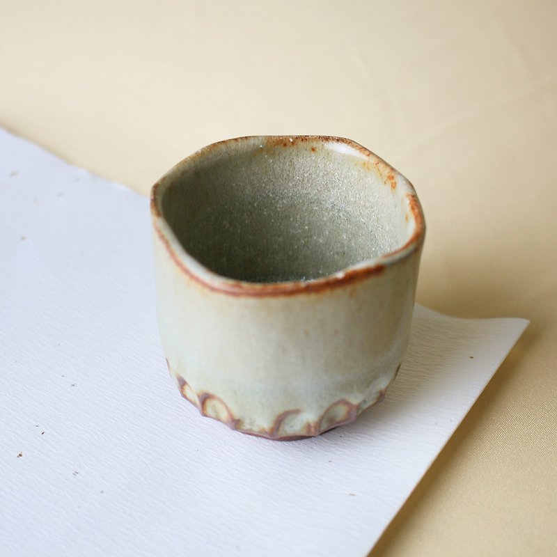 Inscribed Gao Fang Cup New Color Firewood Fired Pottery Handmade Works | Works by Zhang Yunmei - Teapots & Teacups - Pottery White