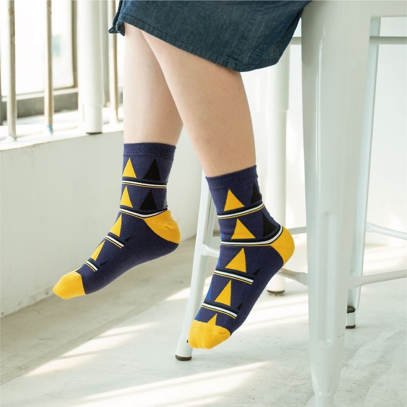 【嘎嘎烏拉拉】長襪 中筒襪 襪子 | 台灣原創設計襪 SoundsGood - 襪子 - 棉．麻 藍色