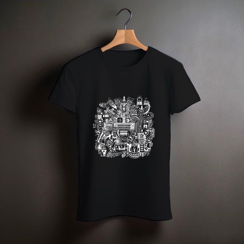 野魂圖騰 T-Shirt 樂 此頁有三色可選 - 女 T 恤 - 棉．麻 黑色