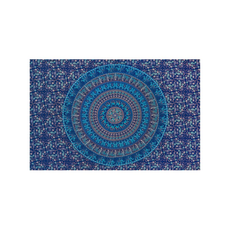 印度孔雀花紋掛布 / 沙灘巾 / 野餐墊－靈性 - 其他 - 棉．麻 藍色