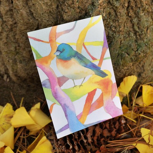 木寧插畫館 Celin. L. Illustration 明信片 卡片 水彩 樹上 鳥兒 小鳥 可愛 動物 賀卡
