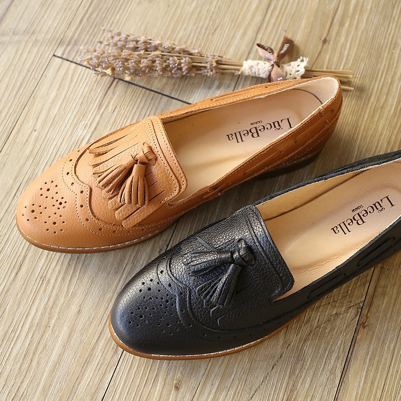 1 + 1 sisters shoes [old bridge story] exquisite carved Le Fu shoes -2 into the combination of concessions - รองเท้าอ็อกฟอร์ดผู้หญิง - หนังแท้ สีนำ้ตาล