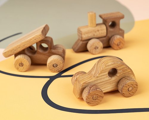 FirebirdWorkshop Wooden toy car set Wooden train Wooden toys set Wooden car Wood toy car
