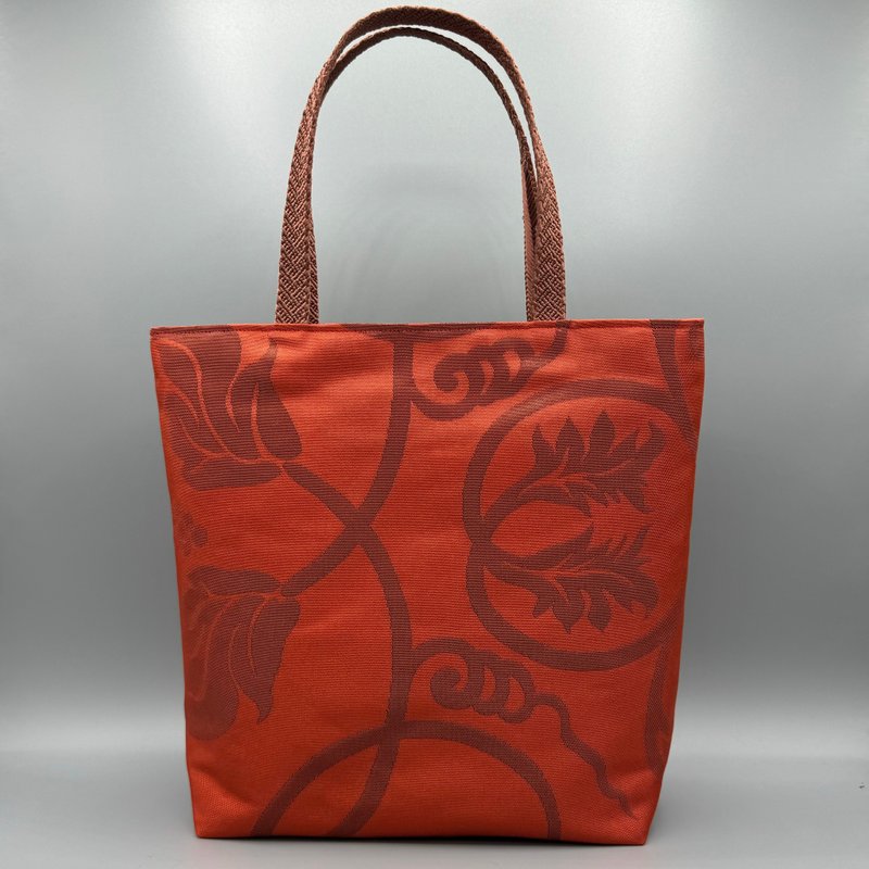 着物 帯 リメイク ハンドメイド トートバッグ 紫 帯締め - 手提包/手提袋 - 絲．絹 紅色