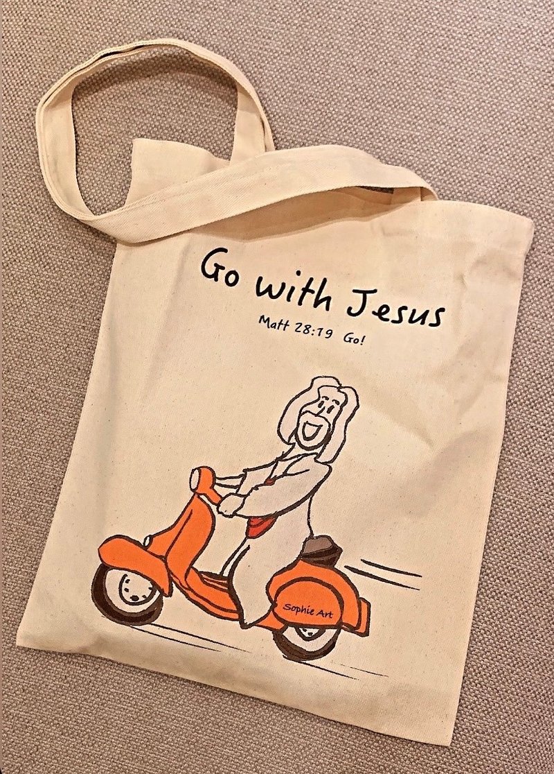 Follow Jesus Fashion Tote Bag Cotton Canvas Handbag Tote - กระเป๋าถือ - ผ้าฝ้าย/ผ้าลินิน 