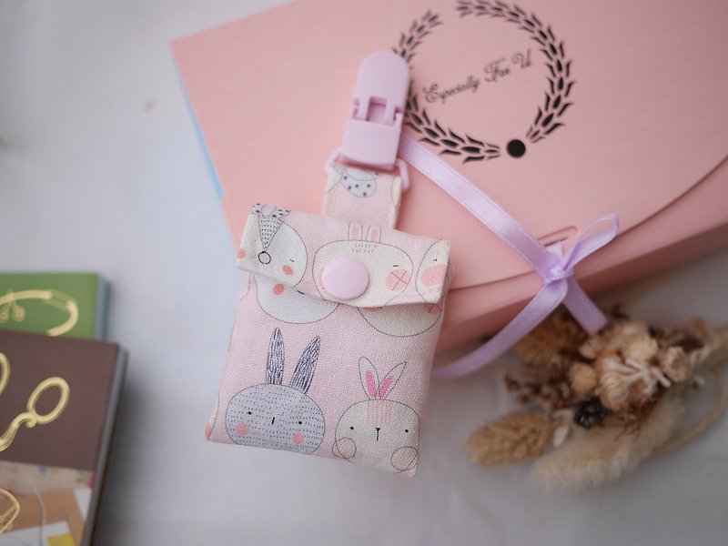 平安符袋 粉紅兔兔 - 平安符袋 - 棉．麻 粉紅色