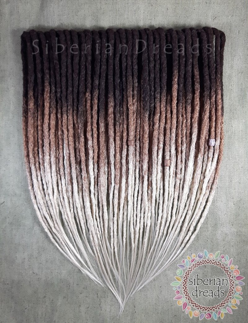 Natural Colour Dreadlocks / Classic 3 tones ombre crochet bumpy texture dreads - 髮夾/髮圈 - 其他材質 藍色