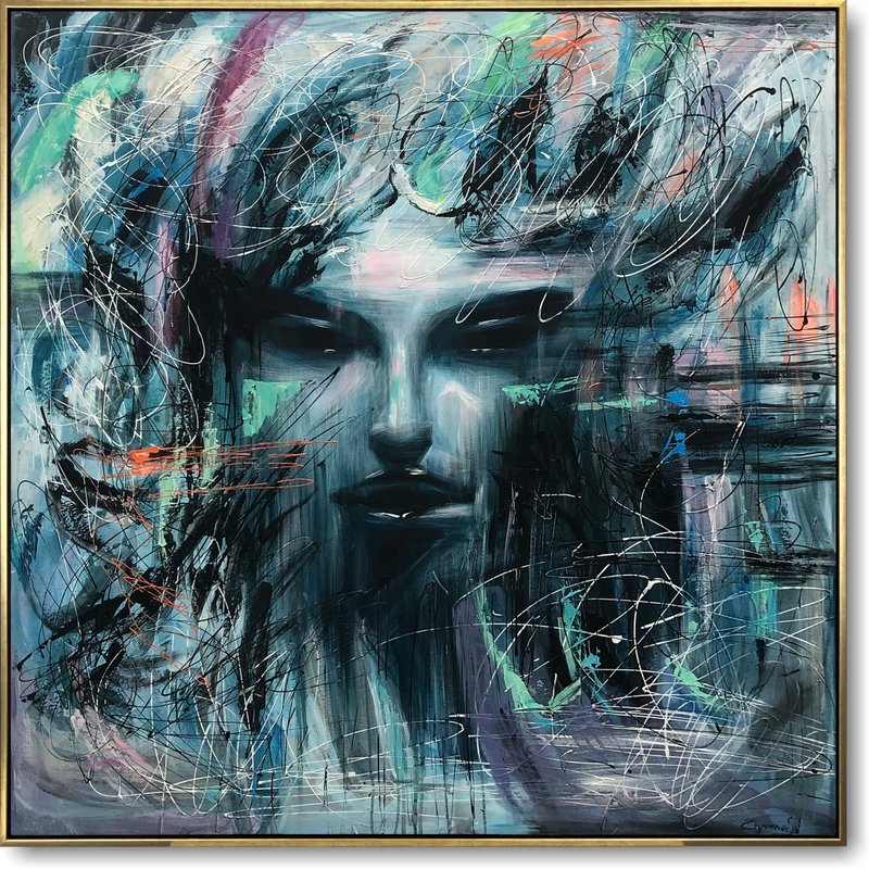 Extra Large Acrylic Abstract Woman Paintings On Canvas Modern Colorful Wall Art - 壁貼/牆壁裝飾 - 壓克力 多色