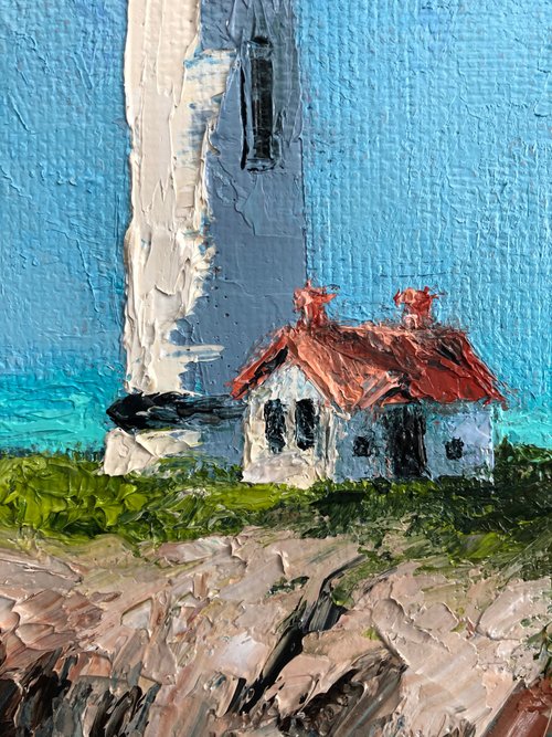 Lighthouse Original Painting Original Art Oil Texture Paste Abandoned  Lighthouses Painting Wall Art Impasto Art Ukrainian Shop 