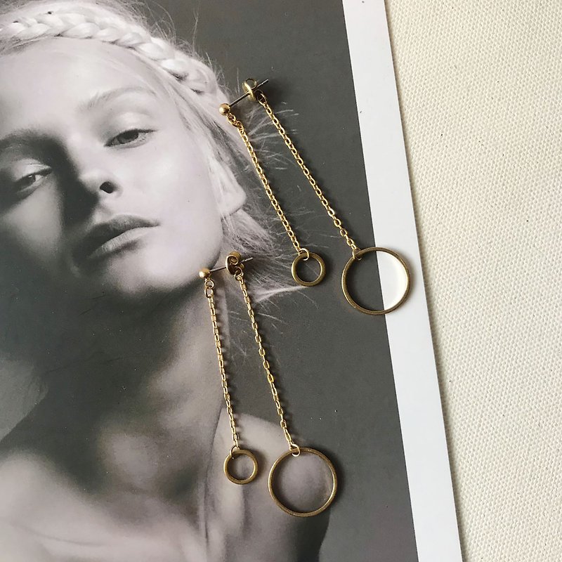 _ Tassels round Bronze earrings (folder can be changed) - Earrings & Clip-ons - Copper & Brass Gold
