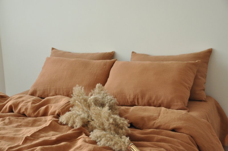 Clay linen duvet cover / Softened linen / Comforter cover / Quilt cover - 寢具/床包 - 亞麻 咖啡色