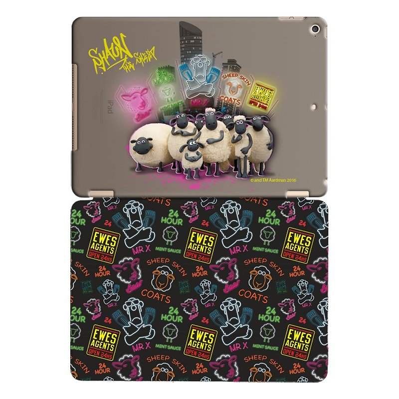 Smiled sheep genuine authority (Shaun The Sheep) -iPad Crystal Case: Dawn of the Dragon [country] "iPad Mini" Crystal Case (Black) + Smart Cover magnetic pole (black) - เคสแท็บเล็ต - พลาสติก หลากหลายสี
