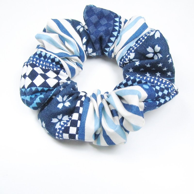 Hand-stitching colon circle / ring / tress - indigo debris - Hair Accessories - Cotton & Hemp Blue