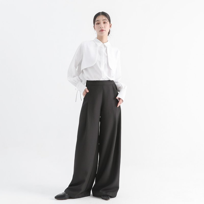 Gaobie_Farewell Twill Wide Pants_24AF202_Black - Women's Pants - Polyester Black