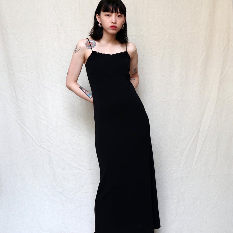 南瓜Vintage。古著 DKNY 黑色 細肩帶 長版 洋裝 - 洋裝/連身裙 - 尼龍 黑色