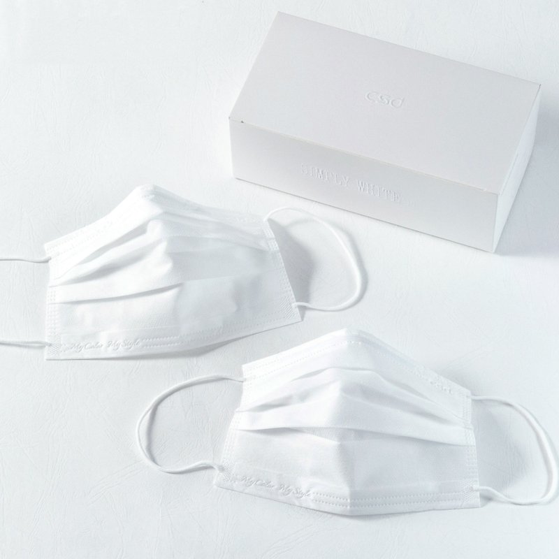 CSD 中衛 醫療口罩-成人平面 Simply white 全白 (30片/盒) - 口罩/口罩收納套 - 其他材質 白色