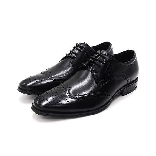 米蘭皮鞋Milano W&M(男)氣墊感 雕花綁帶皮鞋 男鞋-黑(另有棕)
