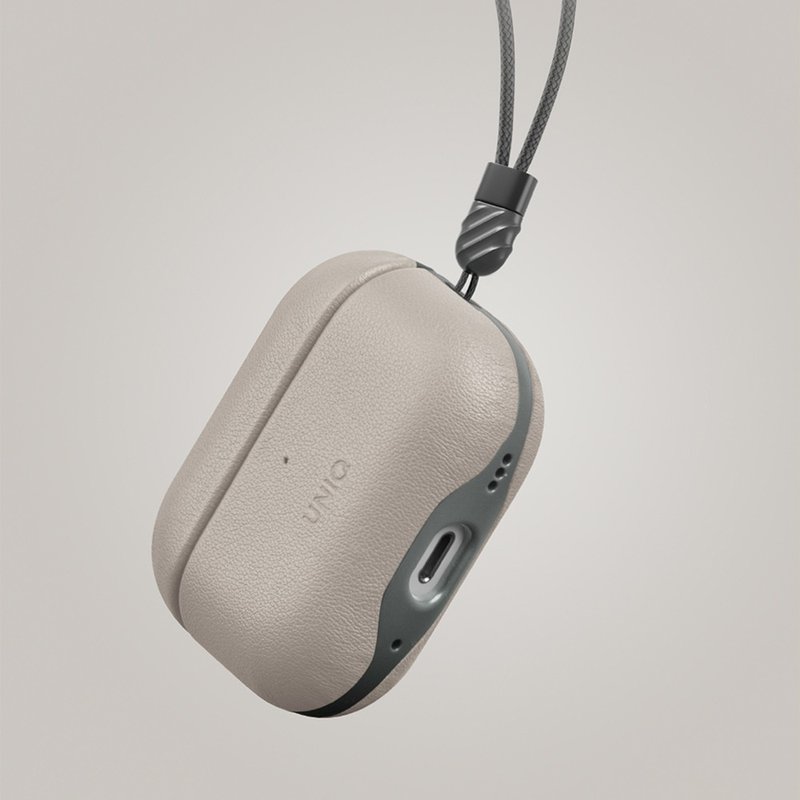 AirPods Pro 2  Lyden Ds皮革保護套(附掛繩)-象牙/松綠 - AirPods/耳機保護套 - 其他材質 卡其色