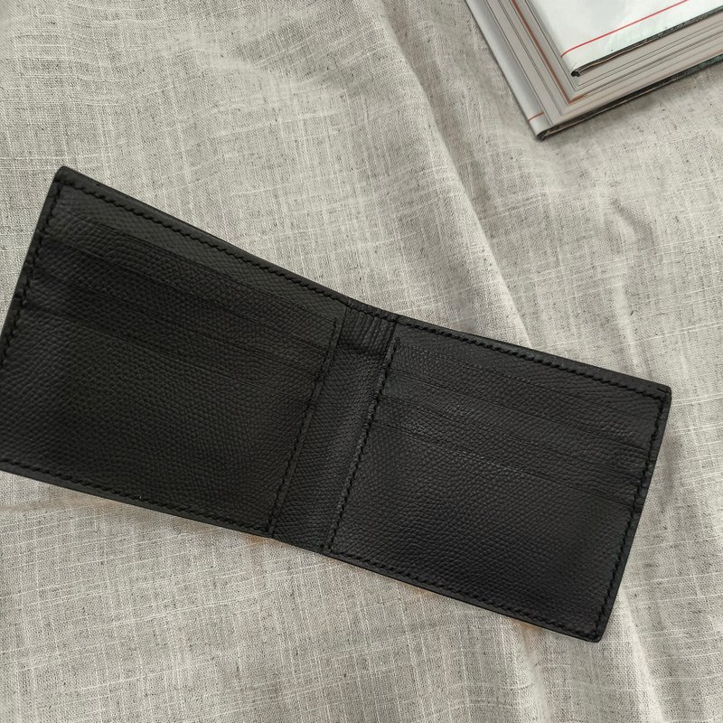 Classic short bifold 8 card slots wallet handmade - 皮夾/長短夾/錢包 - 真皮 黑色