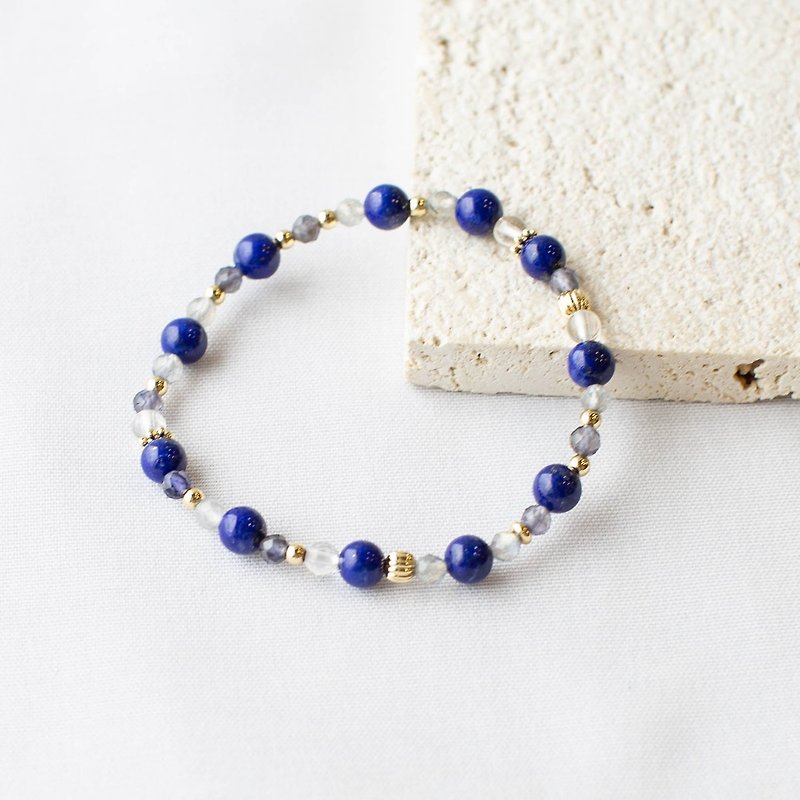 Crystal Bracelet | Lapis Lazuli Cordierite Labradorite White Crystal [Healthy Healing Mood] Crystal - สร้อยข้อมือ - คริสตัล สีน้ำเงิน