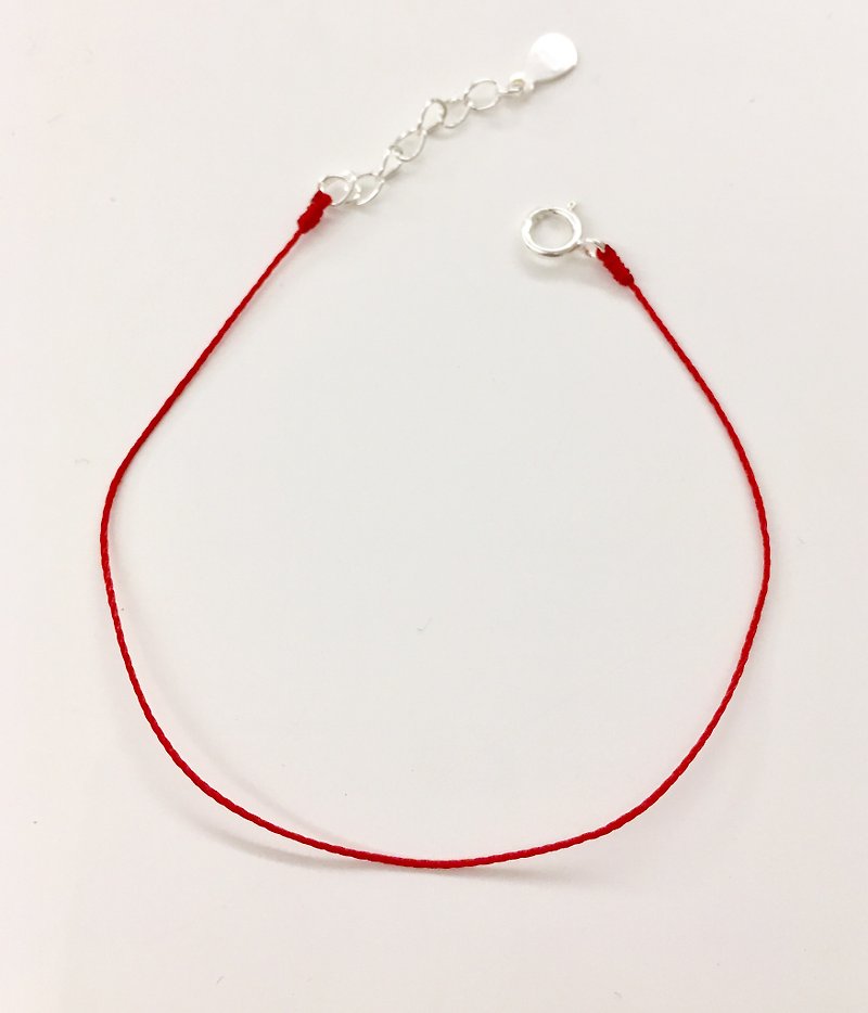 Happiness line ultra-fine special red line without jewelry minimalist and simple sterling silver round buckle commits Tai Sui Zhengchong - สร้อยข้อมือ - เส้นใยสังเคราะห์ สีแดง