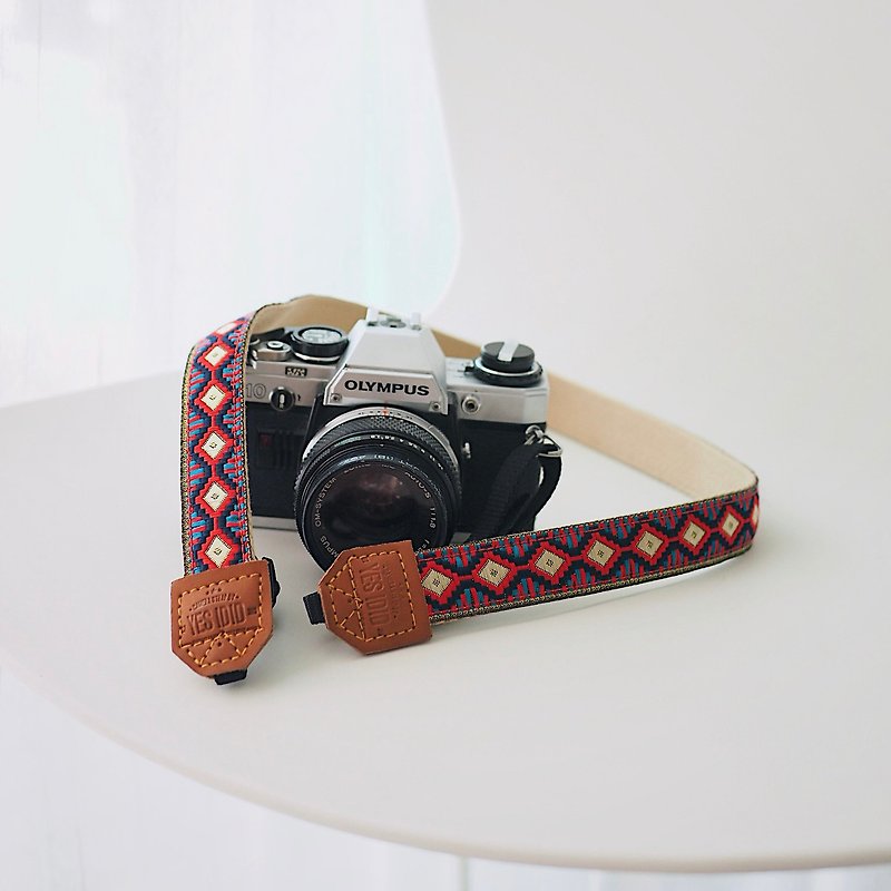 Red &amp; Navy NAVAJO  / SMALL SIZE / CAMERA STRAP by YESIDID