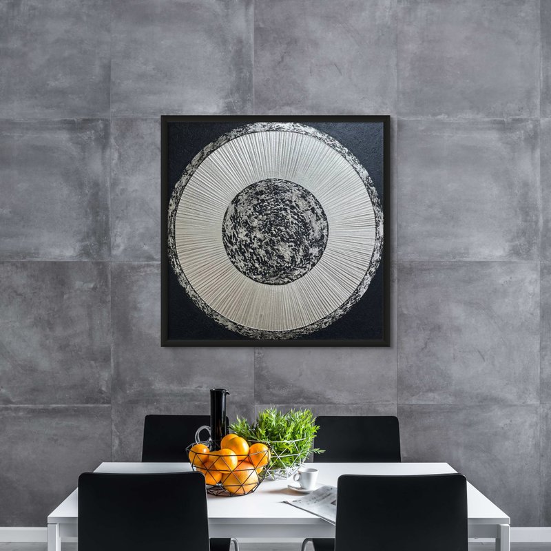 Abstract blue silver oil painting on canvas painting Wall Ar for Living room - 壁貼/牆壁裝飾 - 棉．麻 黑色