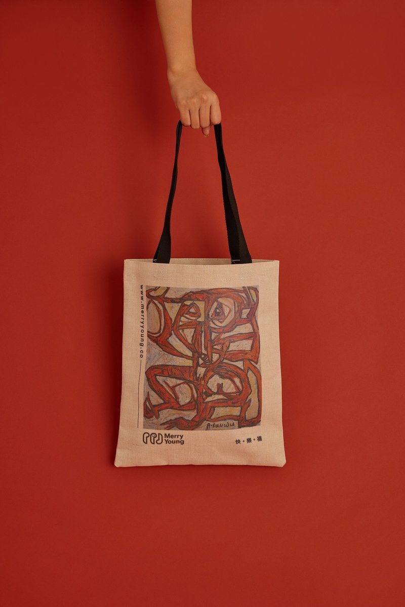 Wu Xuan San's co-branded bag art tote bag - กระเป๋าถือ - วัสดุอีโค หลากหลายสี