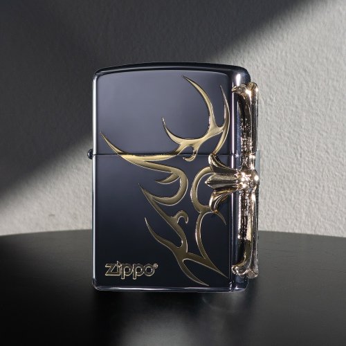 ZIPPO official flagship store] Cross metal badge (bright black