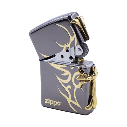 [ZIPPO Official Flagship Store] Cross Metal Badge (Bright Black Gold