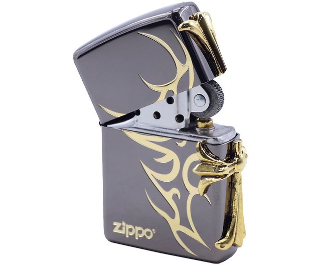 ZIPPO official flagship store] Cross metal badge (bright black