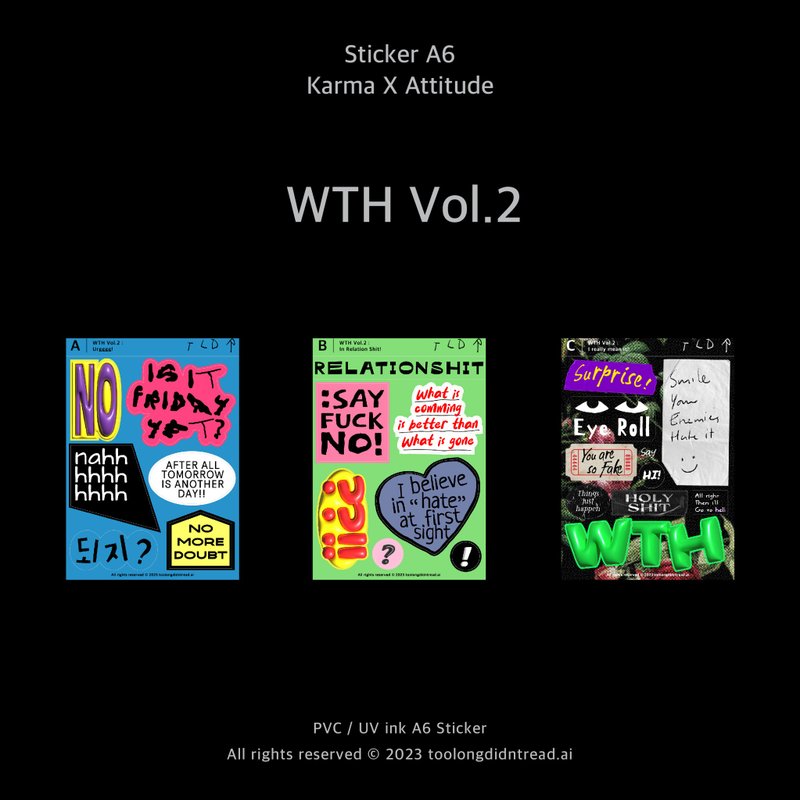 Sticker Water Proof - TLDR : WTH Vol. 2 Set (A6-3 Pieces) - สติกเกอร์ - กระดาษ 