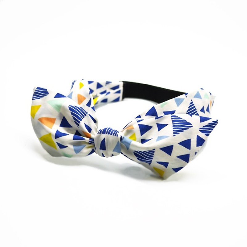 Qin Liang summer colorful triangular geometric knot elastic band - เครื่องประดับผม - ผ้าฝ้าย/ผ้าลินิน ขาว